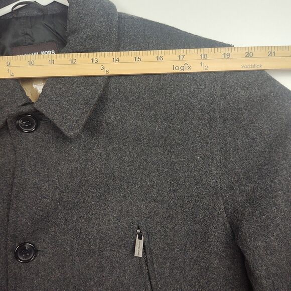 Michael Kors Winter Coat Men's L Gray Full-Button 54% Wool Pockets Insulated - Picture 3 of 9